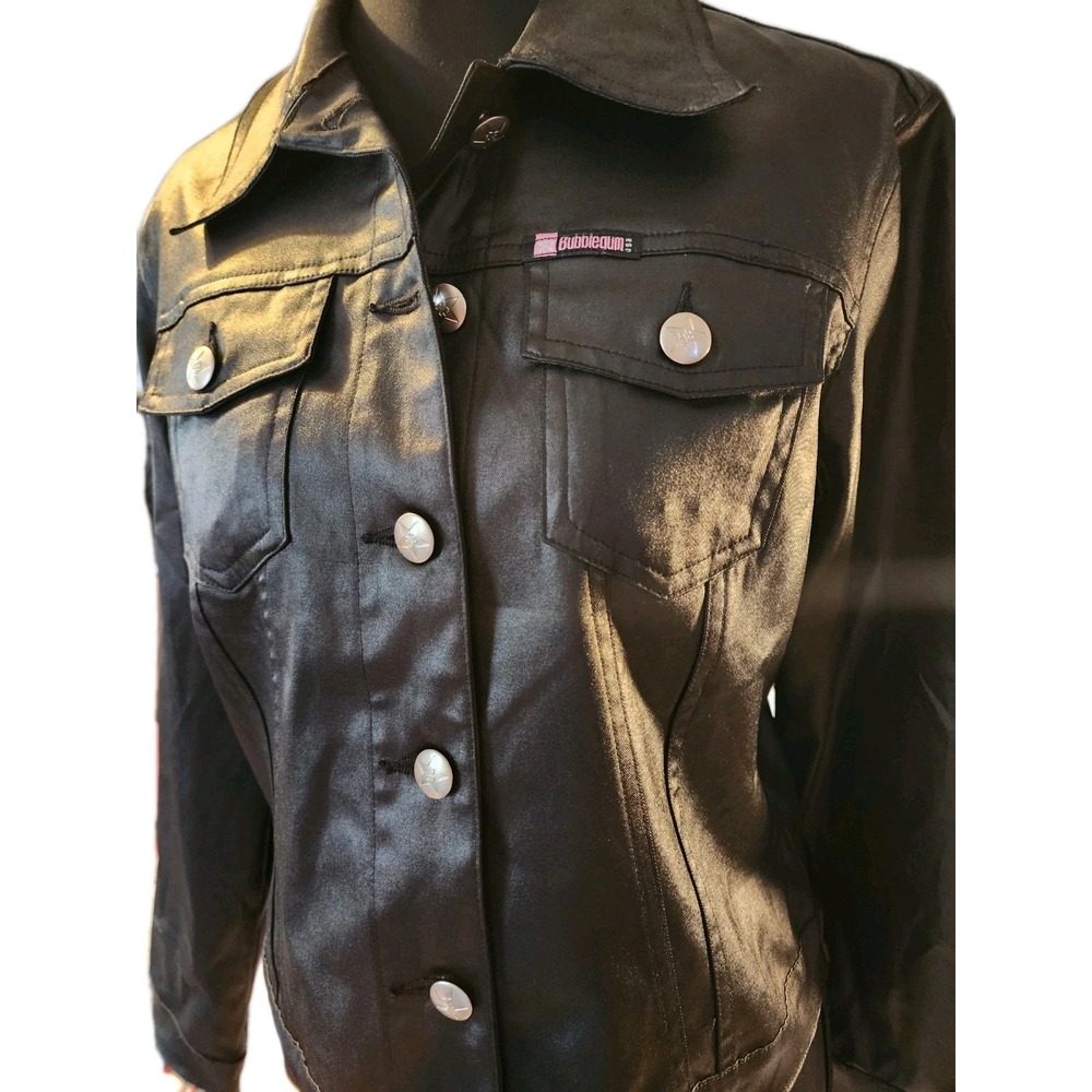 Bubblegum American Flavor‎ USA  Vintage Black Button Up Stretch Womens Small